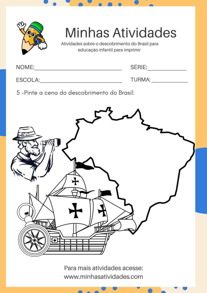 Caderno com 16 atividades sobre o descobrimento do Brasil para imprimir