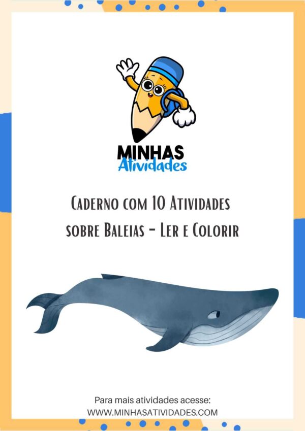 Caderno com 10 Atividades sobre Baleias - Ler e Colorir